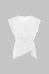Ruched Asymmetrical Tie Knot T-Shirt
