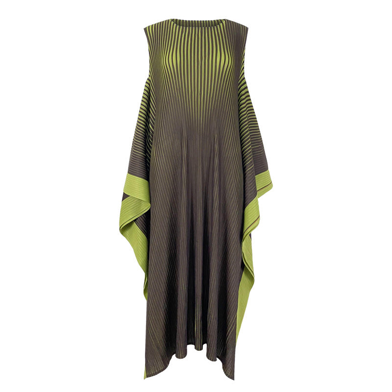 sleeveless pleated midi dress with contrast belt – Yameena