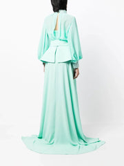 crystal-cuff silk gown with waist tie – Nolee