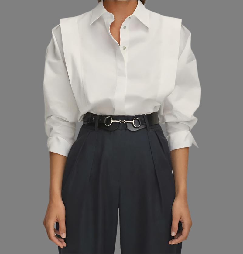 structured long-sleeve shirt with angular shoulder detail - Teotta