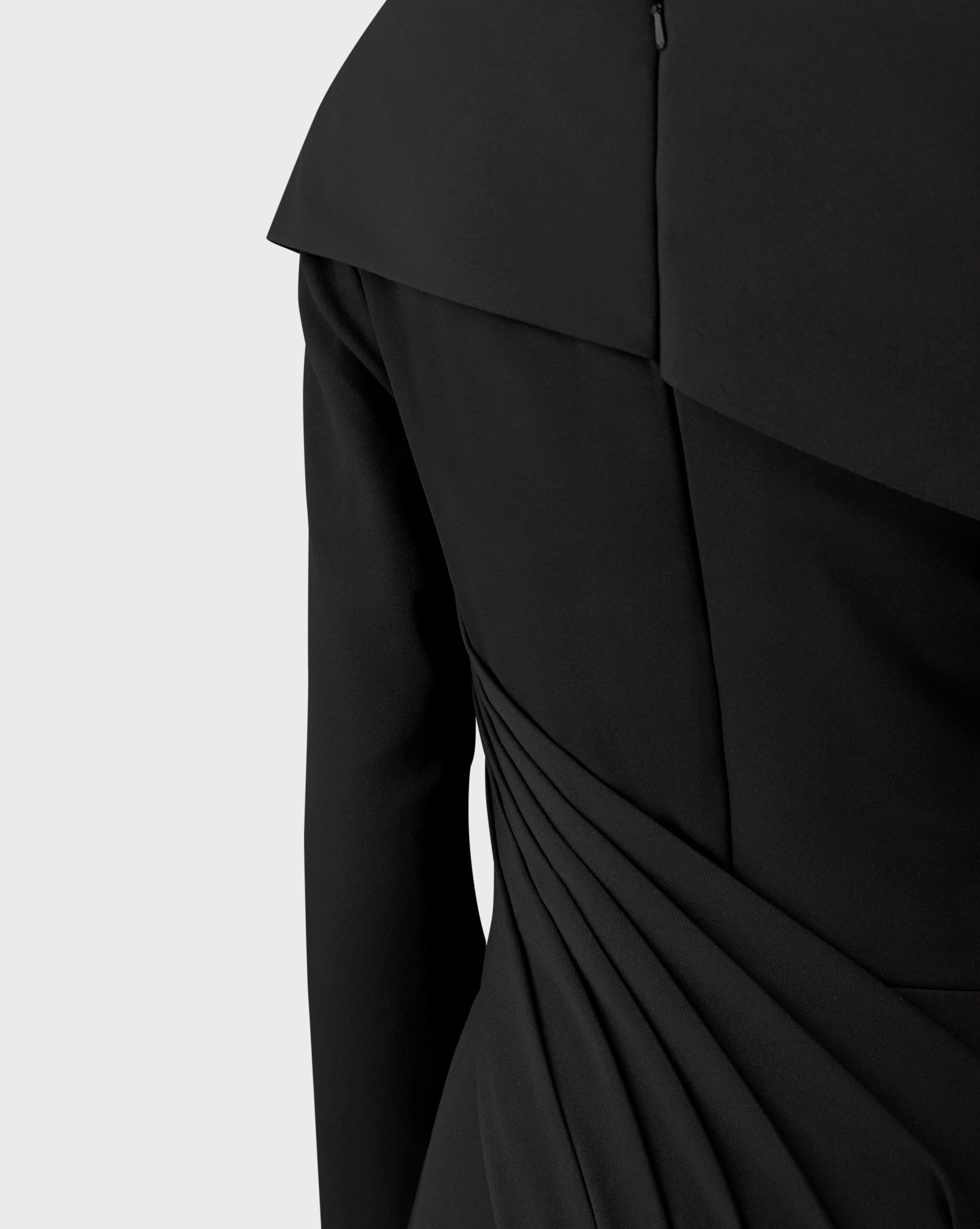 Long sleeved dress with asymmetrical shoulder and 3D flowers - Lonim