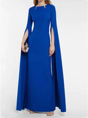 cape-sleeve column gown with cutout neckline – Longier