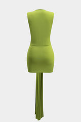 Metal Decor Ruched Sleeveless Mini Dress