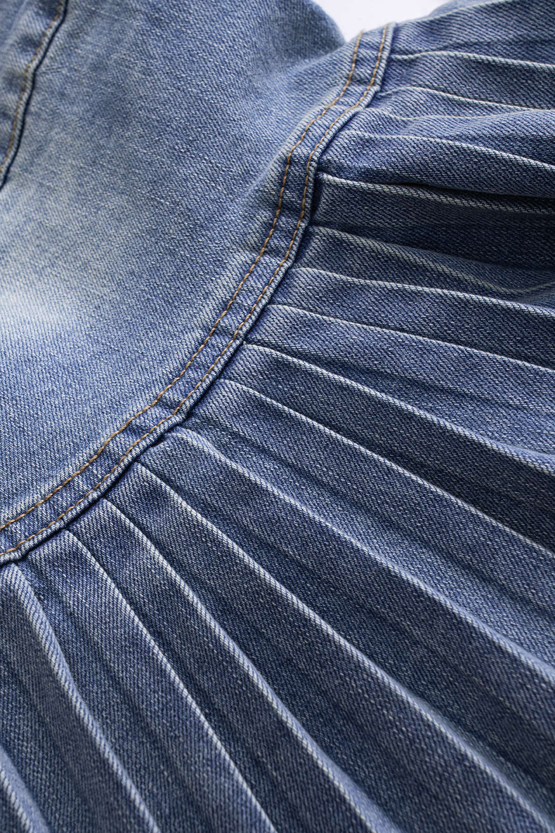 Denim Pleated High Waist  Mentalic Decor Skirt