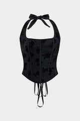 Jacquard Corset Waist Strapless Cami Top
