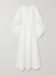 feather-cuff flared gown – Zerien