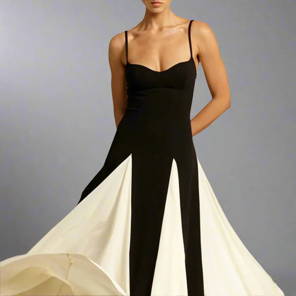 two-tone panel maxi dress – Sarena