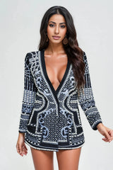embellished plunge blazer mini dress - Elladine