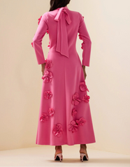 Long-sleeved mermaid dress with side pleats - Seran