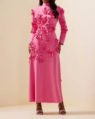 Long-sleeved mermaid dress with side pleats - Seran