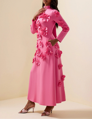 Long-sleeved mermaid dress with side pleats - Seran