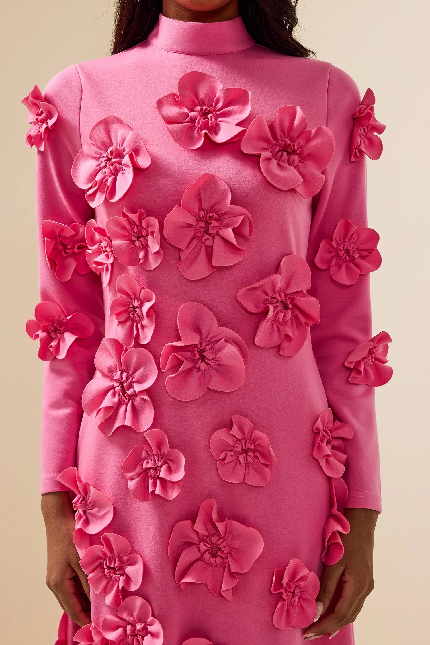 Long-sleeved mermaid dress with side pleats - Seran