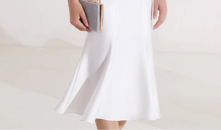 midi flare dress with embellished cape overlay - IVORY