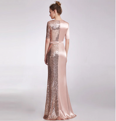 satin wrap dress with sequin panel and side slit - AURORA