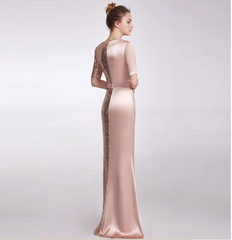 satin wrap dress with sequin panel and side slit - AURORA