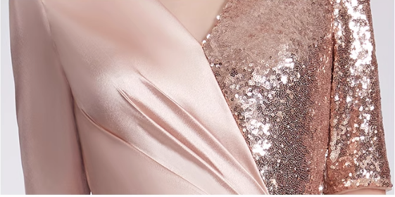 satin wrap dress with sequin panel and side slit - AURORA