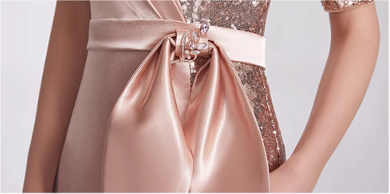 satin wrap dress with sequin panel and side slit - AURORA