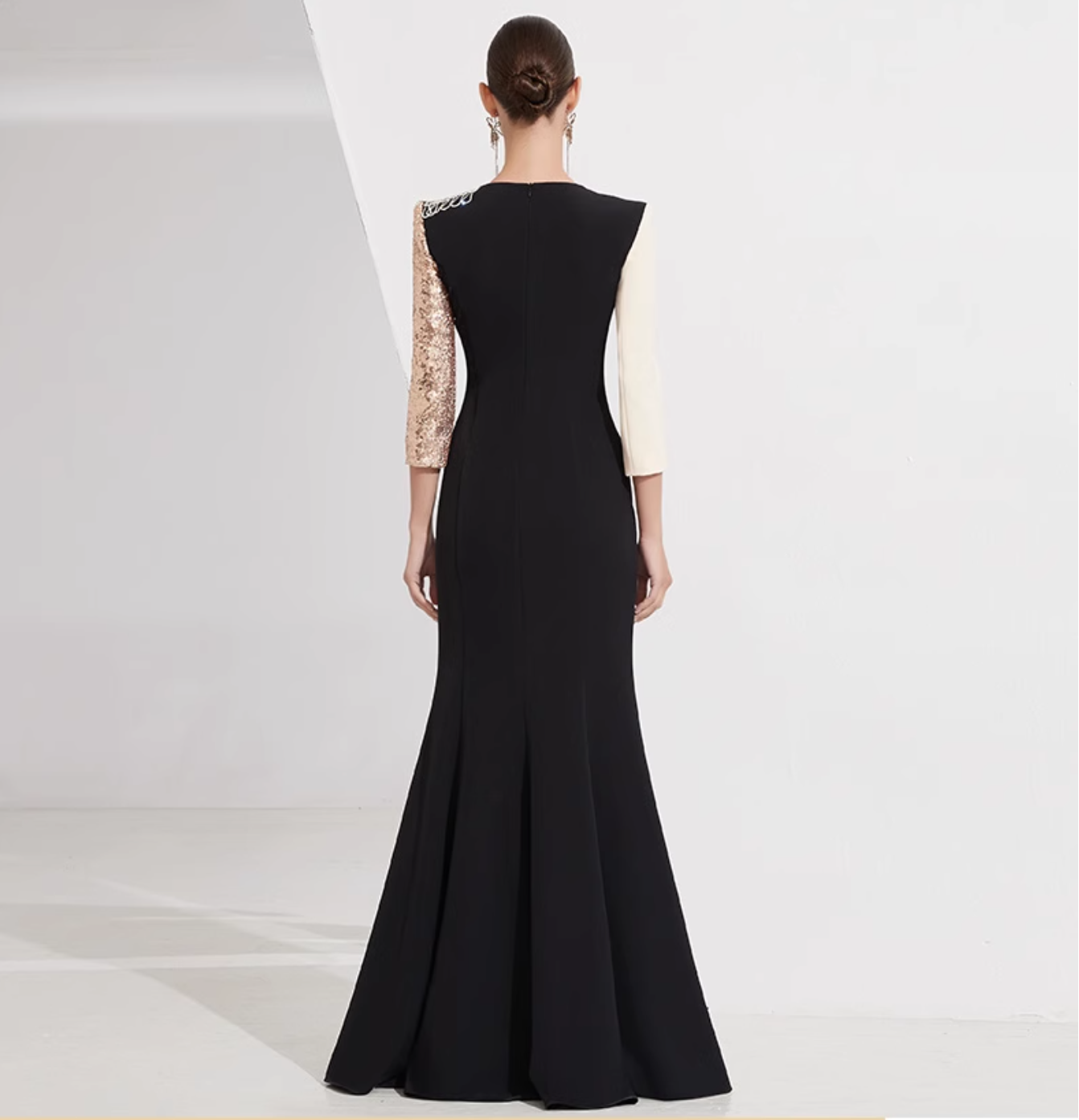 colorblock mermaid dress with sequin wrap bodice - VERA