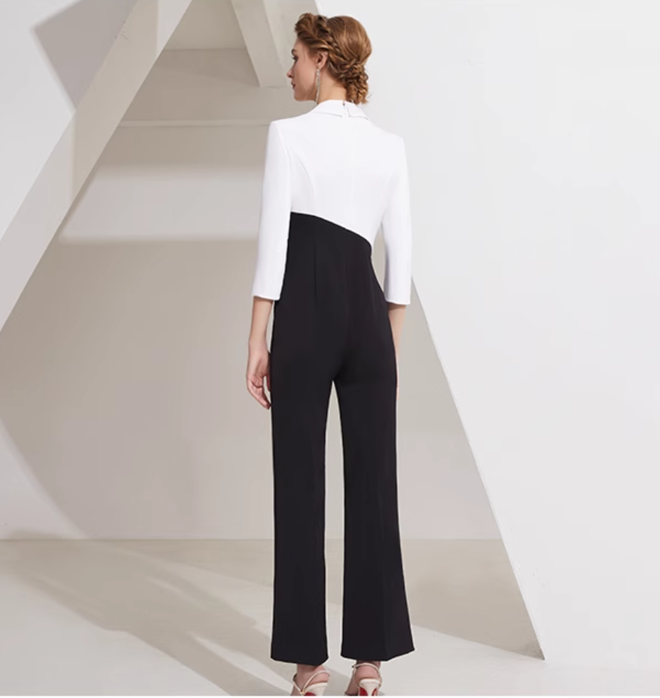 contrast lace-panel jumpsuit with wide-leg pants - NOIR