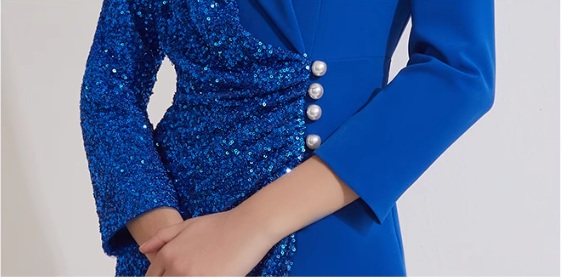 asymmetric sequin wrap dress with lapel collar - AZURA