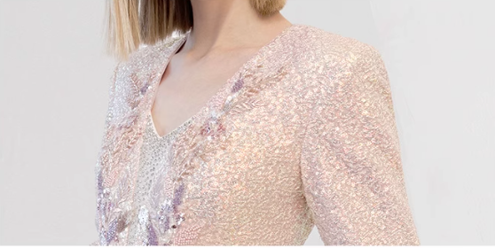 sequin column dress with 3D floral embroidery - CELESTE