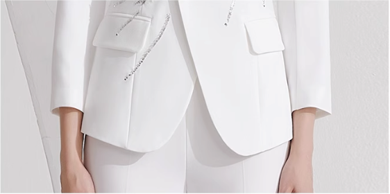 tailored pantsuit with crystal embroidery and notch blazer - STELLA