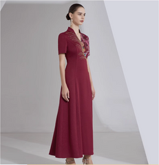 short-sleeve A-line dress with sequin embroidery - MARA
