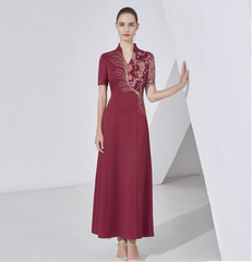 short-sleeve A-line dress with sequin embroidery - MARA