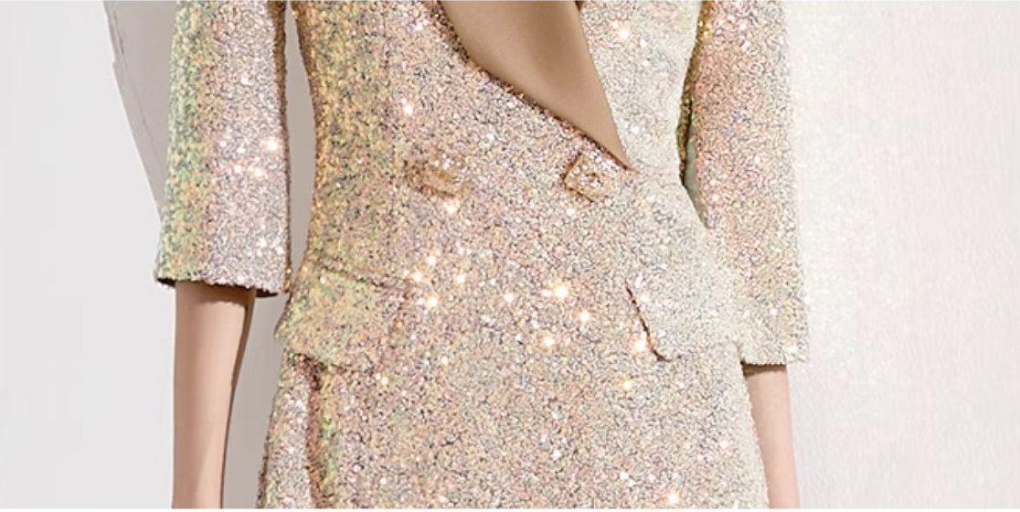 sequin  dress with satin lapel - OPHELIA
