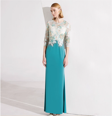 embroidered sheath dress with illusion floral bodice – AYLA