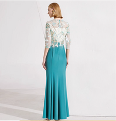 embroidered sheath dress with illusion floral bodice – AYLA