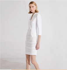 double-breasted mini dress with fringe skirt – DELIA