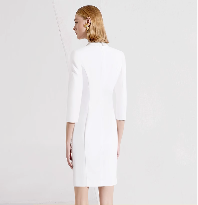 double-breasted mini dress with fringe skirt – DELIA