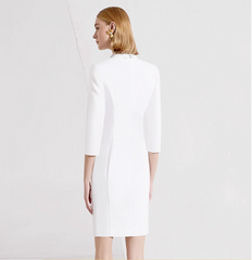 double-breasted mini dress with fringe skirt – DELIA