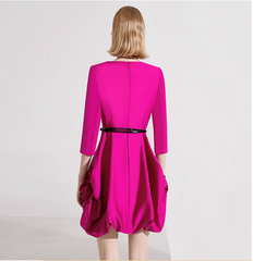 balloon hem mini dress with 3/4 sleeves and pin detail – FAYE