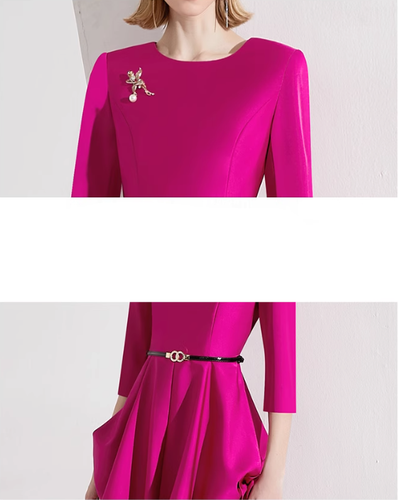 balloon hem mini dress with 3/4 sleeves and pin detail – FAYE