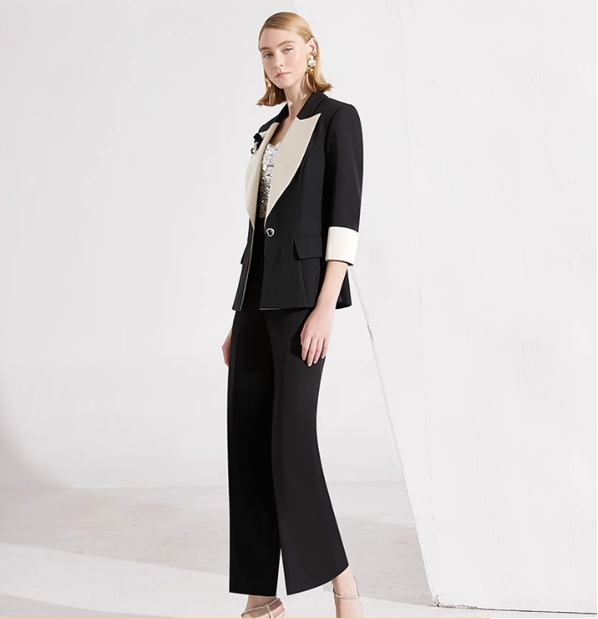 tailored two-piece suit with contrast lapel – ARYA