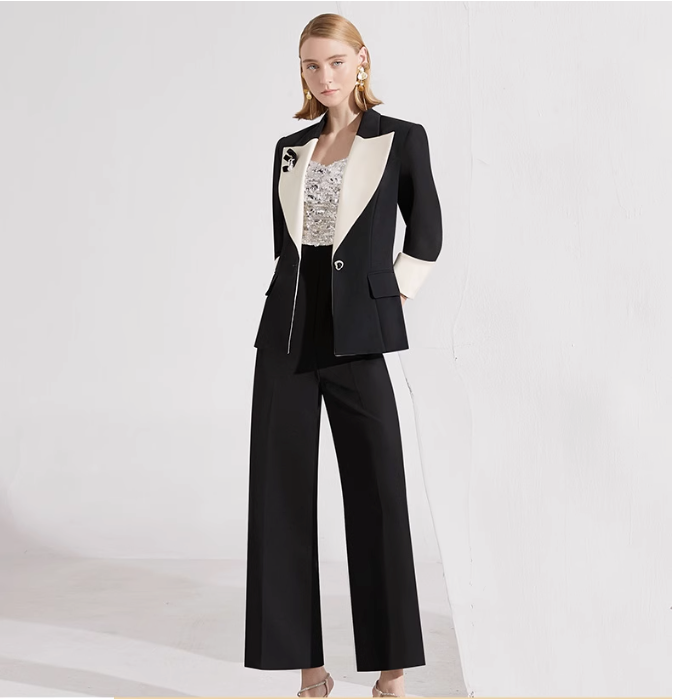 tailored two-piece suit with contrast lapel – ARYA