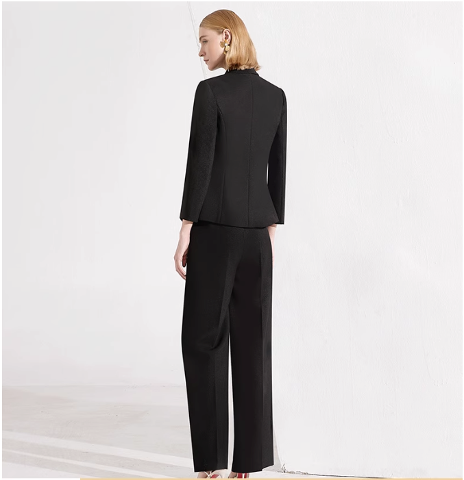 embellished tailored pantsuit with asymmetric beading – NOIR