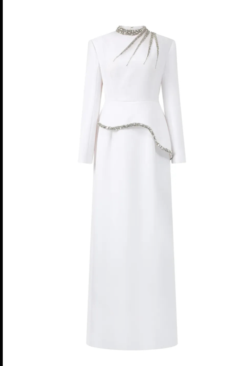 embellished high-neck column gown – Neleey
