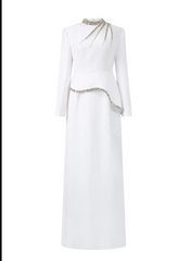 embellished high-neck column gown – Neleey