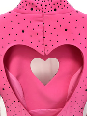 Long sleeve fitted dress with heart-shaped embellishment - Bunzzy