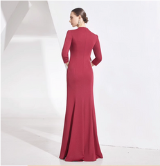 asymmetric peplum gown with brooch and sequin panel – RUBY POISE