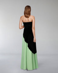 Strapless color-block gown with embellished bodice – Poleno