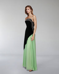 Strapless color-block gown with embellished bodice – Poleno