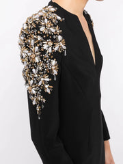 embellished-shoulder midi dress – Zunaira