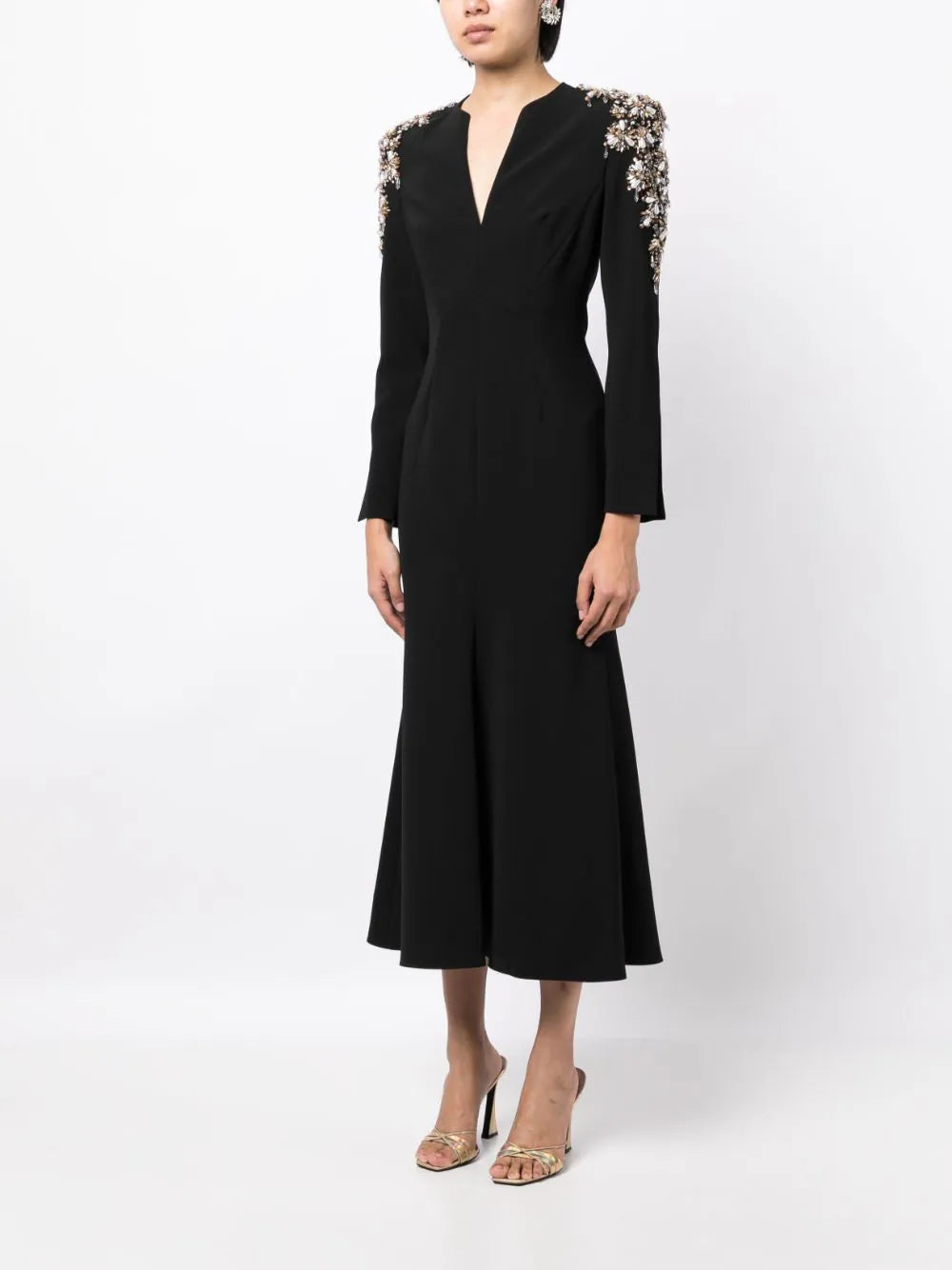 embellished-shoulder midi dress – Zunaira