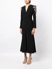 embellished-shoulder midi dress – Zunaira