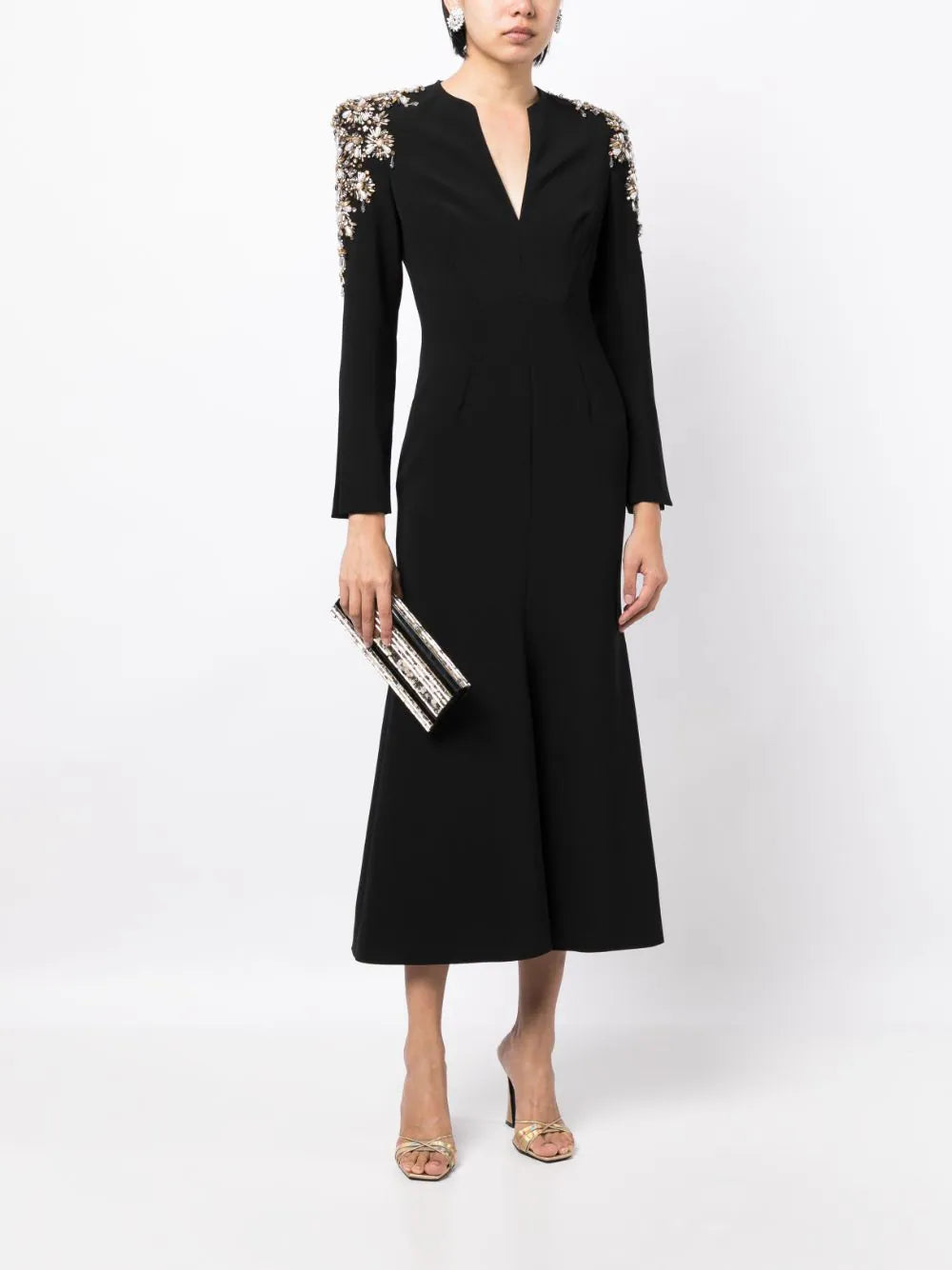 embellished-shoulder midi dress – Zunaira