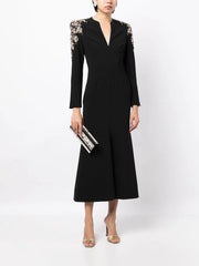 embellished-shoulder midi dress – Zunaira